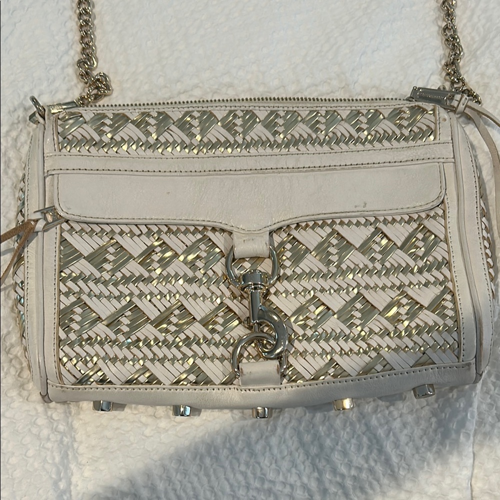 Rebecca Minkoff Cream and Gold Crossbody Bag with Chain Strap